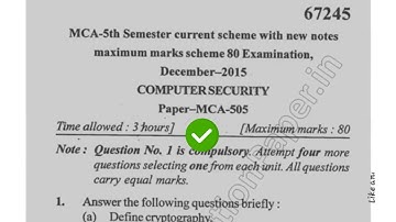 2015 Mdu MCA 5th Sem Computer Security Question Paper