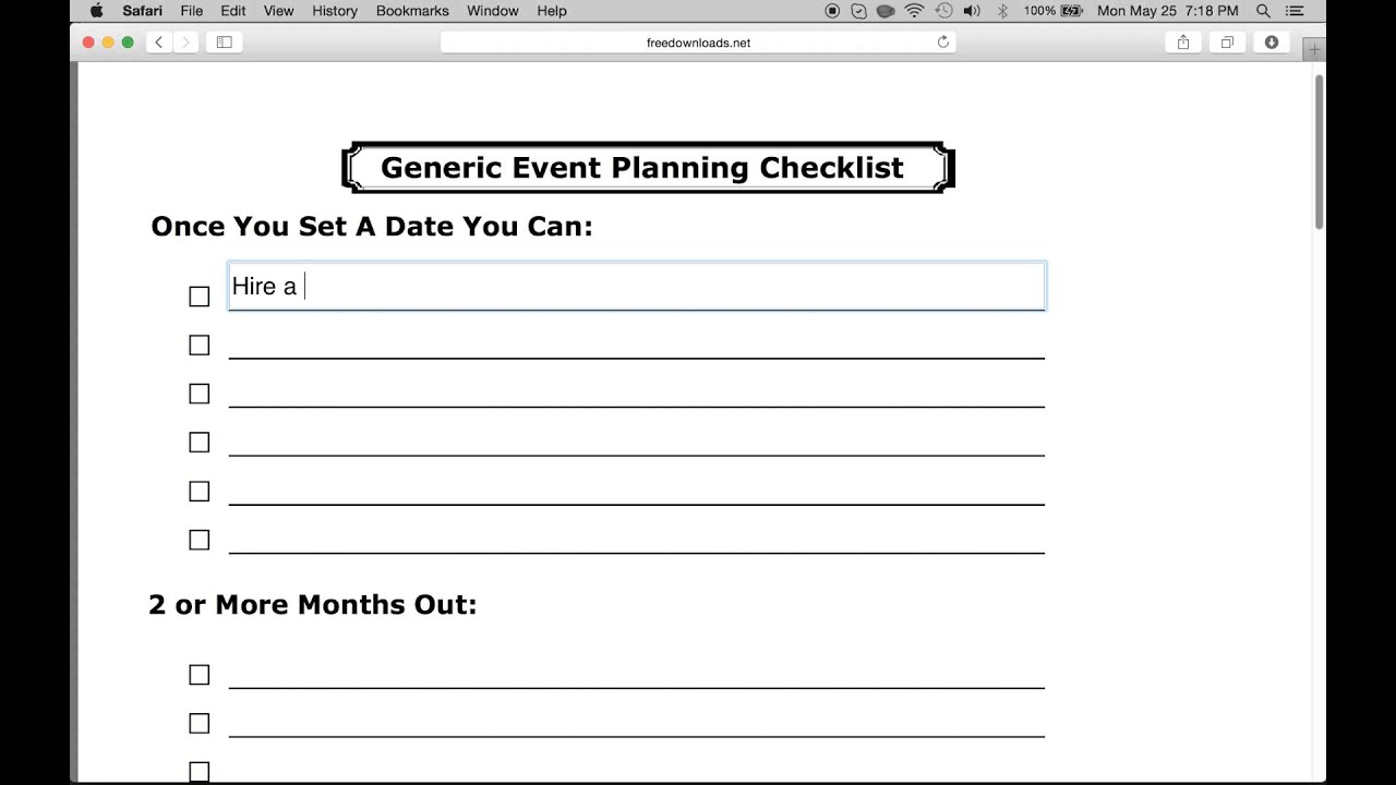 create a simple event planning checklist youtube