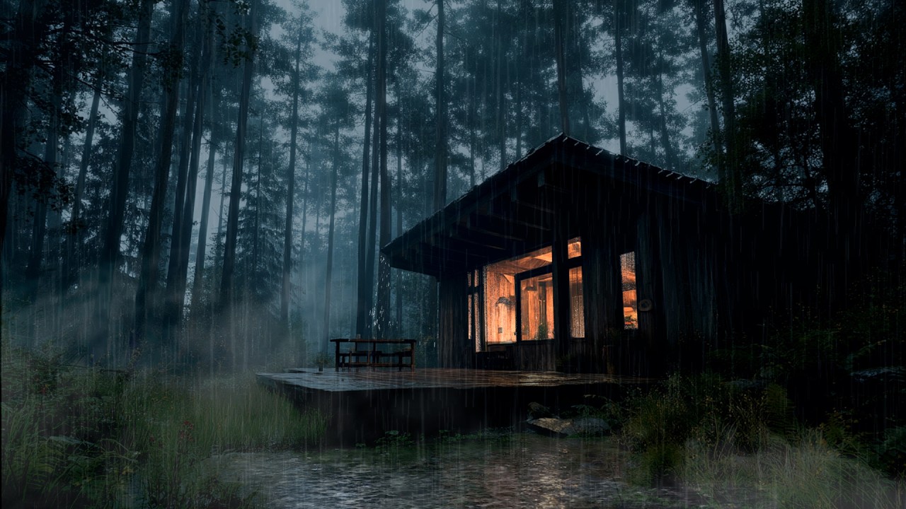 Rain on a Cozy Forest Cabin by the Lake 🌧️ 3 Hours Relaxing Rain Sounds ...