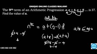 MSCE & JCE Maths - Arithmetic Sequence (practice question)