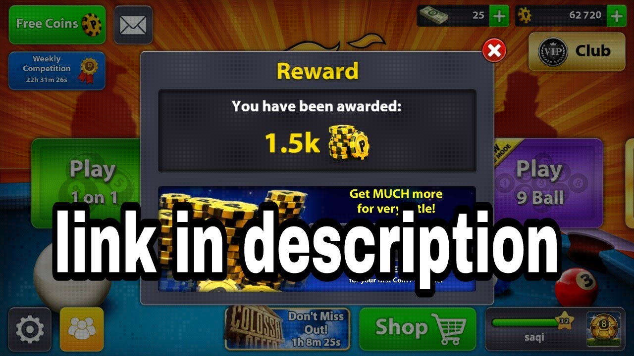 8 Ball pool unlimited free coins links update 2017 no root