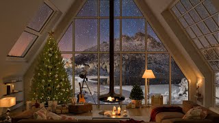 Soft Jazz Music in Cozy Winter Ambience  Christmas Songs 2024  Fireplace, Snowy for Relax & Sleep