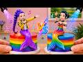 Kpop Demon Hunters Mermaid Cake🍭Rumi vs Zoey Singing Battle With Amazing Mini Cakes🎤💙ASMR
