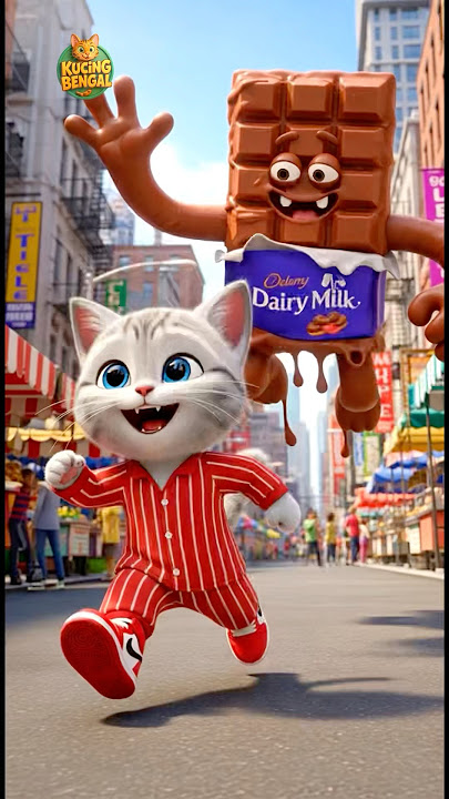 Help me dad, I'm being chased by a chocolate monster #funny #cartoon #cat #catlovers #funnyshorts