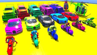 GTA V Epic New Stunt Race For Car Racing Challenge by Super Car, Helicopter and Monster truck