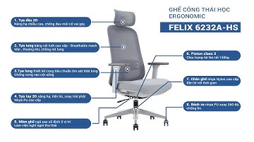 Ghế công thái học Ergonomic Felix 6232A-HS | Nội thất Govi