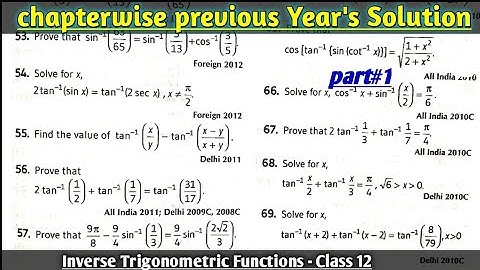 Chapter 2 INVERSE TRIGONOMETRIC FUNCTIONS | class 12 maths | chapterwise previous Year
