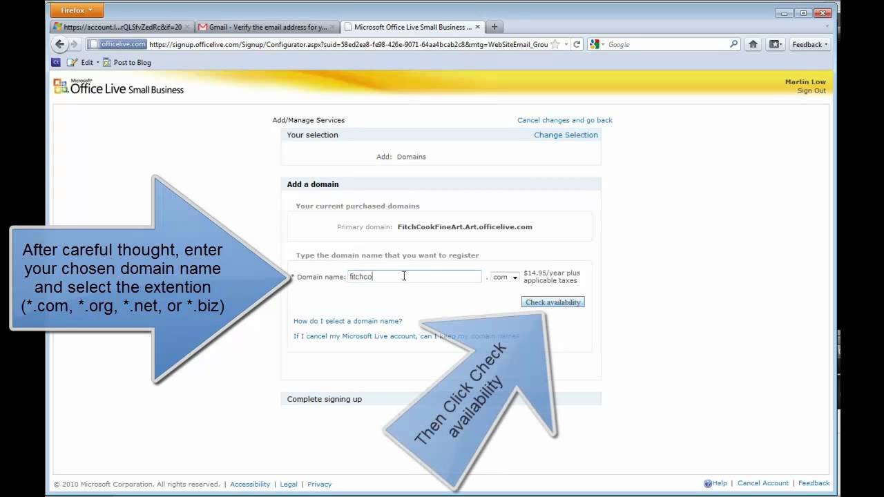 Sign up for a microsoft office live domain youtube