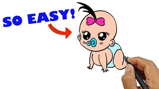 how to draw a cute baby girl step by step easy version simple drawings for beginners