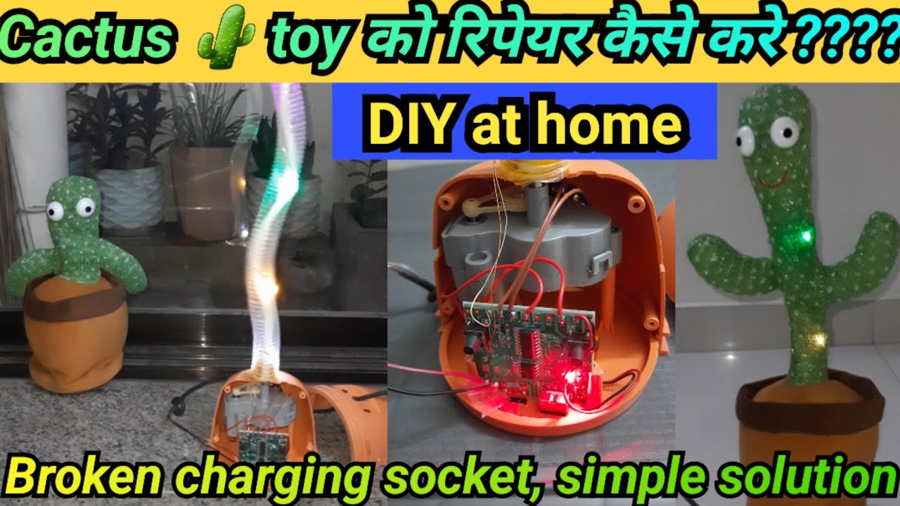 Diy toy cactus 🌵 broken charging socket repair