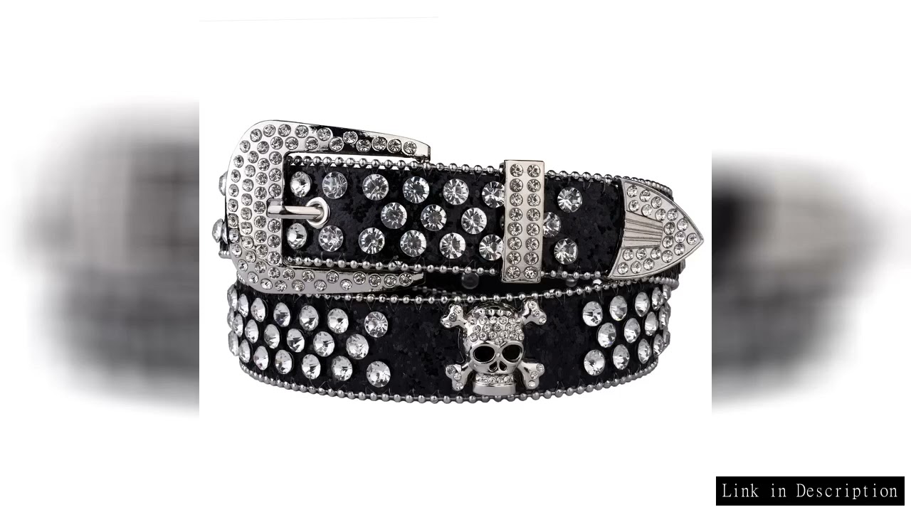 Rhinestone SkullBelt Western Cowgirl Belts For Women Girls Studded PU Leather Country Belt