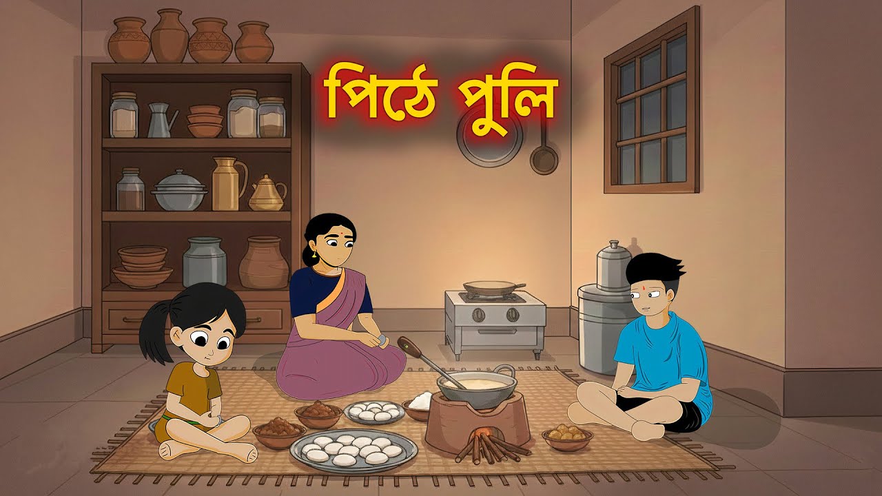 Pithe Puli Animated পিঠে পুলি - poush parbon cartoon | Pithe Puli - পৌষ পার্বণ | # ...