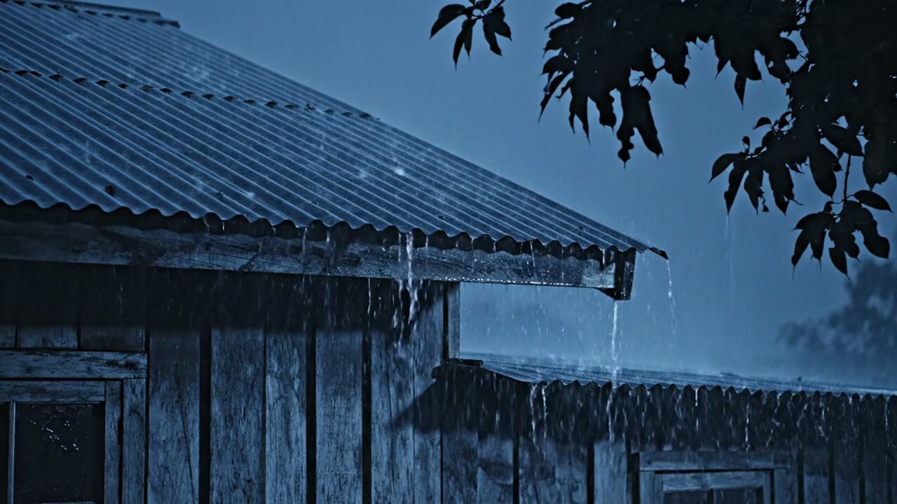 Relieve Stress in 3 Minutes to Sleep Immediately with Heavy Rain & Thunder on a Metal Roof at Night