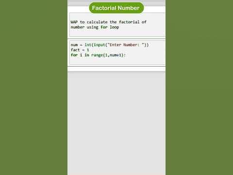 Factorial Number using For Loop in Python | for loop in python | # ...