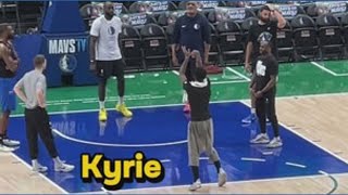 Cooper Flagg & Kyrie Irving on court before Mavs vs. Hawks