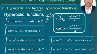 06  Integrating hyperbolic and its inverse functions تكامل الدوال الزائدية ومعكوسها