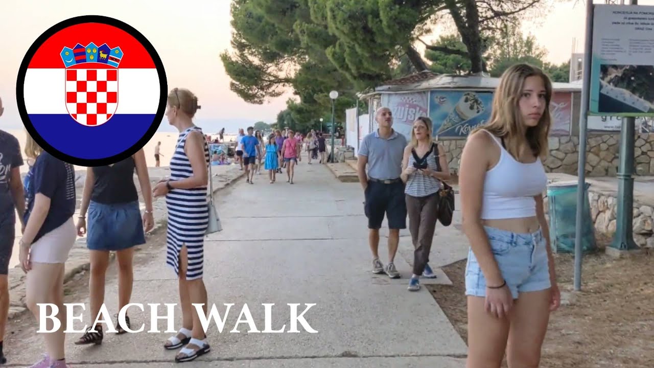 Croatia – Beach Walk Across the Coast of the City Cres