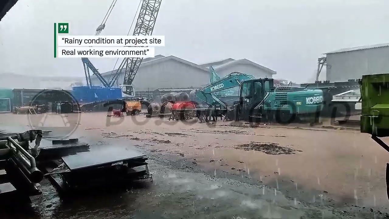 Heavy Rain at Construction Project Site | Real Working Environment