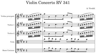 Vivaldi: Violin Concerto in A Major RV 341 {Score video}