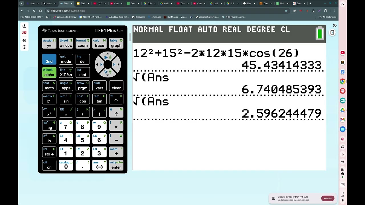 Trigonometry Unit 3 Notes Law of Cosines 2026