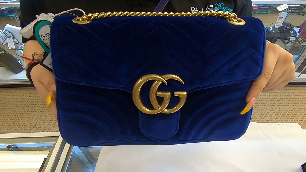 blue velvet gucci handbag