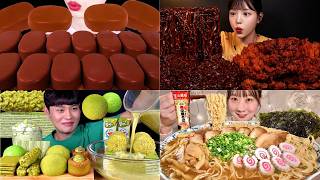 CRAZY MUKBANG 🤯 Chocolate Cakes + Matcha + Noodles FEAST!”