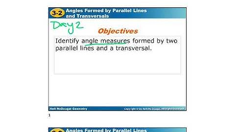 Geometry 3.2 Day 2 Angle Pairs with Parallel Lines Notes Video