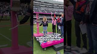 Congrats to Taylor and Lori on ringing the bell! 👏 #crucialcatch #nfl #halftime