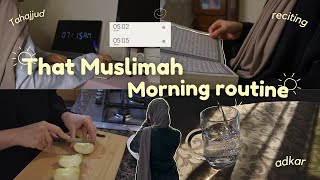 THAT MUSLIM GIRL 5:00 AM MORNING ROUTINE☘️ㅣTahajjud, simple, productive & realistic.