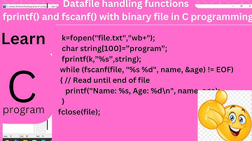 Data File Handling function fscanf() and fprintf()  with binary file in C Programming:(part-5)