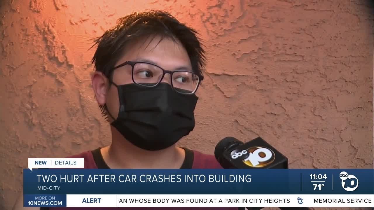 Two hurt after car crashed into apartment building - YouTube