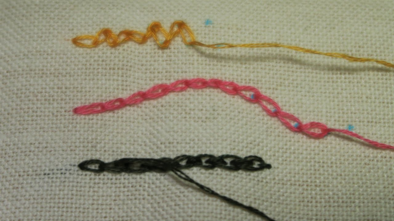 Punto catenella e varianti - punto catenella ripassato e punto catenella a zig-zag