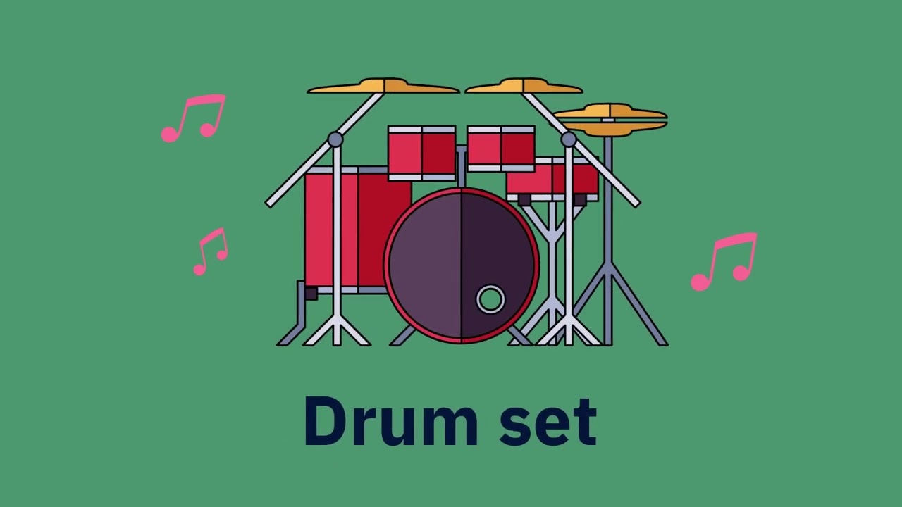Instrumentos musicales de cuerda y percusión en inglés