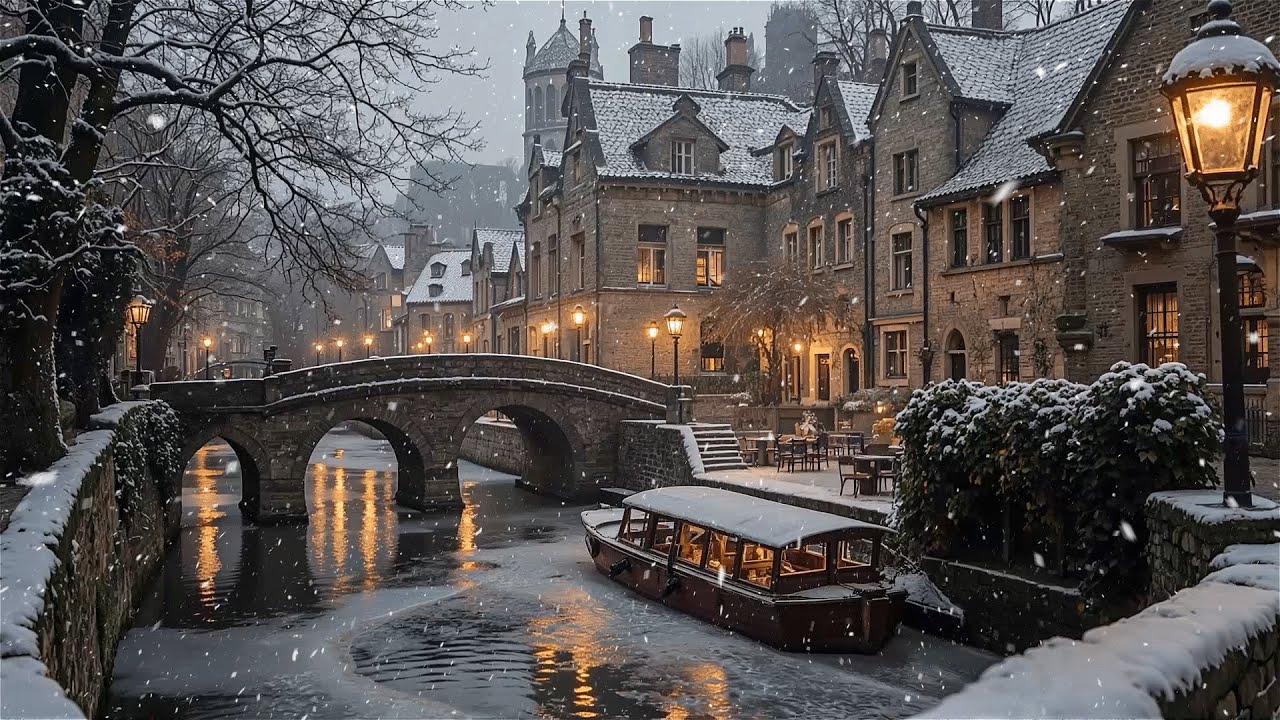 Quiet Winter in an Old European Riverside Village | Dark Academia Winter Mood | Haunting & Cello