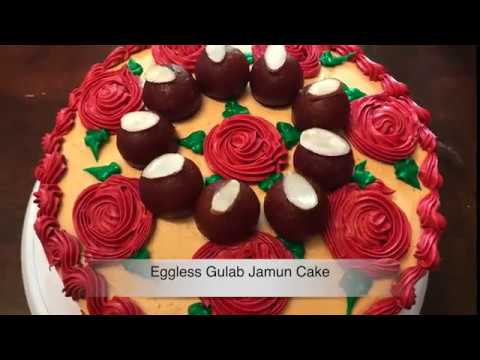 Eggless Gulab Jamun Cake | Gayathiri