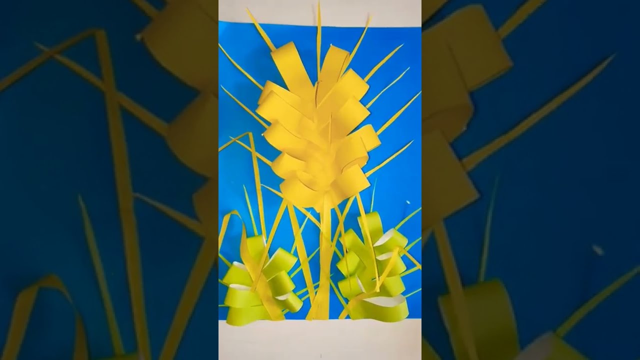 🌾 Объемная аппликация поделка "Пшеница" ко дню поля #деньполя #поделкаизбумаги #пшеницаизбумаги 🌾