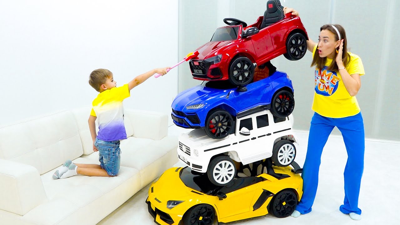 Vlad và Niki - Phép thuật biến hình ô tô trẻ em và Thử thách bóng nước