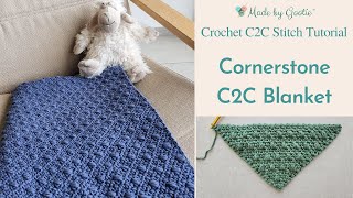 Unique C2C Moss Stitch Blanket - Corner to Corner Crochet Blanket