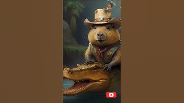 Capybara and crocodile |The Cowboy Capybara and His Croc🐊 #Capybara #Crocodile #AnimalAdventure  #AI