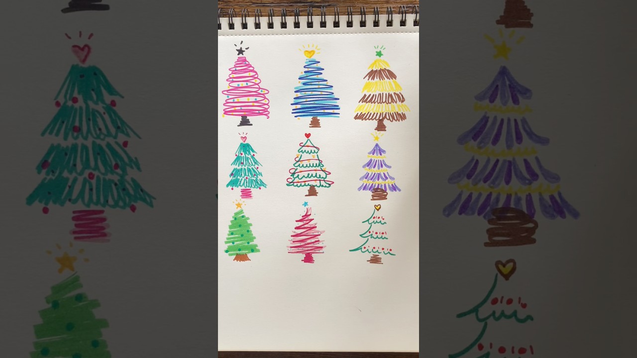 An easy way to draw Christmas Trees🎄 