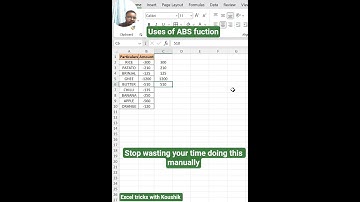 Uses of ABS Function in Excel #spreadsheets #excel #exceltricks #excelshortcuts #exceltutorial