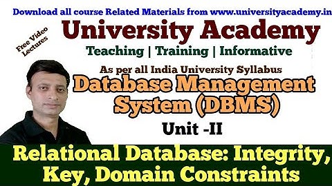 DBMS16: Relational Database| Integrity Constraints| Key Constraints| Domain Constraints