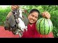 Yummy Cooking  Steamed big Frog In Watermelon recipe & My Cooking skill