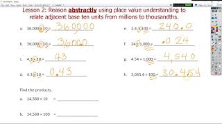 5th-Grade Eureka Math Module 1 Topic A Lesson 2 Review