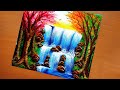 Landscape Waterfall painting step by step for beginners//acrylicpainting for beginners//