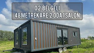 O2 BELGELİ 48 METREKARE 2 ODA 1 SALON ÖZEL ÜRETİM MODÜLER KONTEYNER