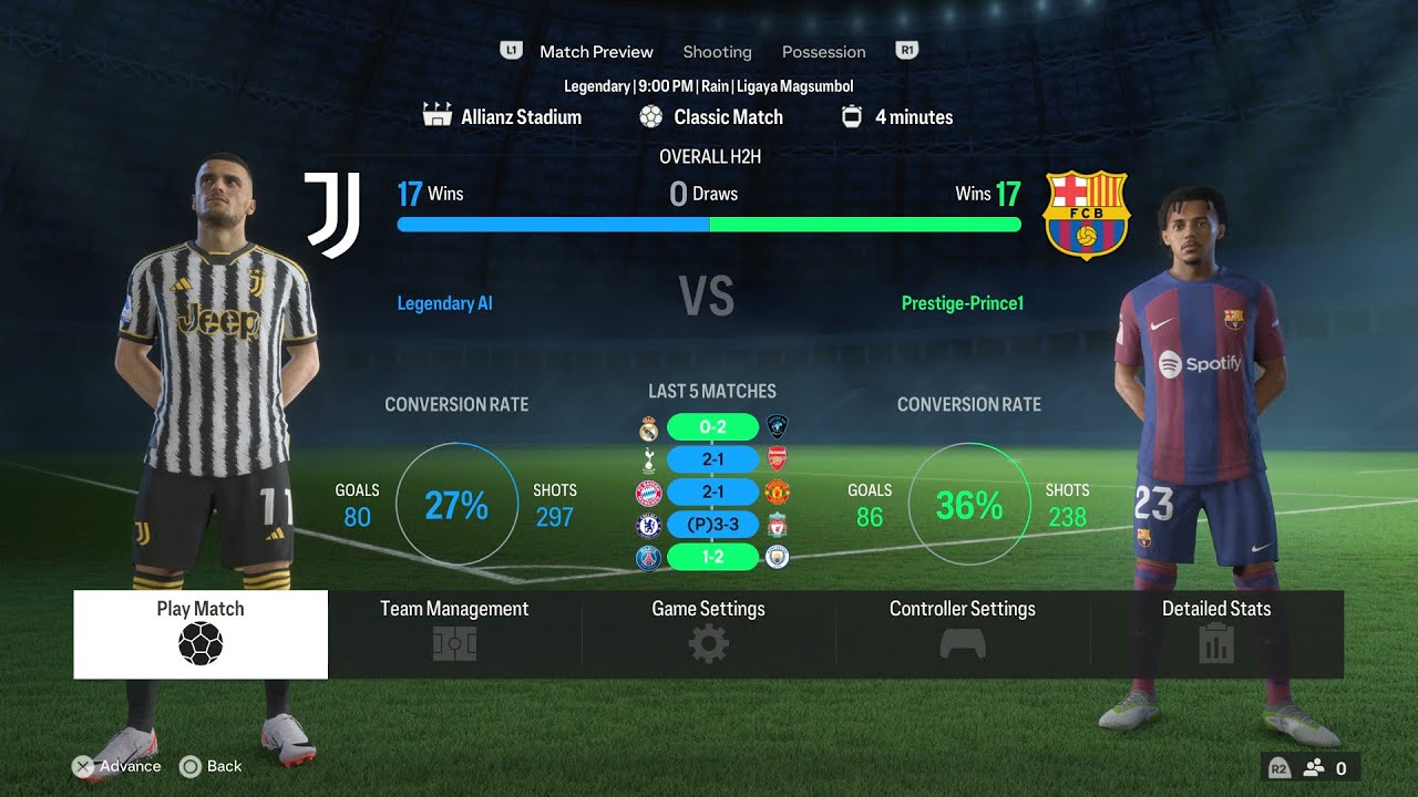 EA Sports FC 24, Juventus vs Barcelona Gameplay