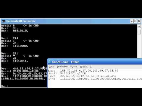 Batch converter - Decimal to ascii, binary and hexadecimal
