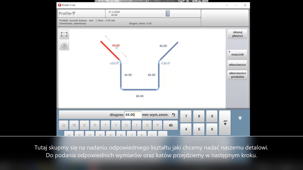 Sterowanie do pras krawędziowych CNC Delem DA 66T tworzenie programu 2D (wizualizacja 2D DA 66T)