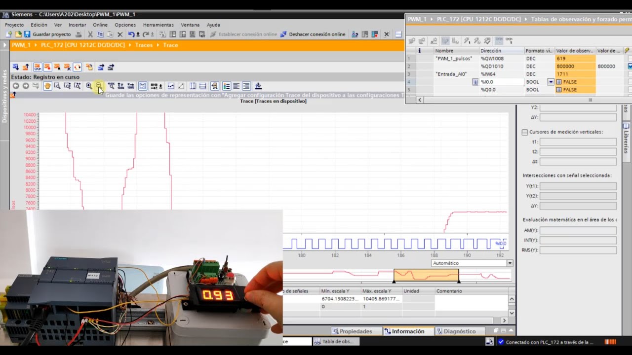 Modulación por impulso PWM variable el tiempo de ciclo